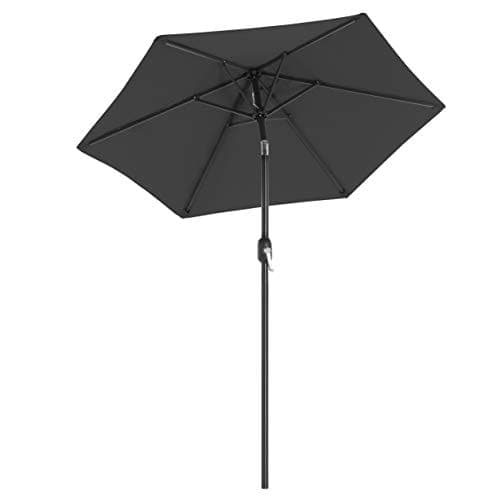 SONGMICS 197 cm trädgårdsparasoll paraply, UPF 50+, solskydd, grå