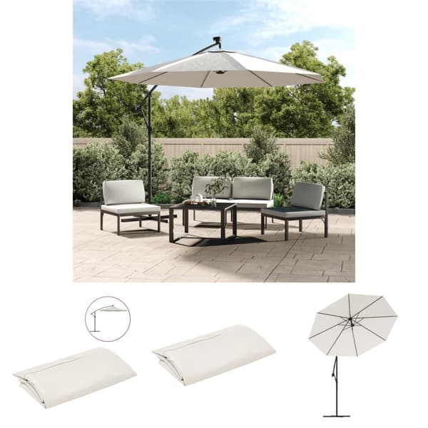 The Living Store Aurinkovarjon vaihtokangas hiekanvalkoinen 350 cm -  Päivän- & aurinkovarjokankaat