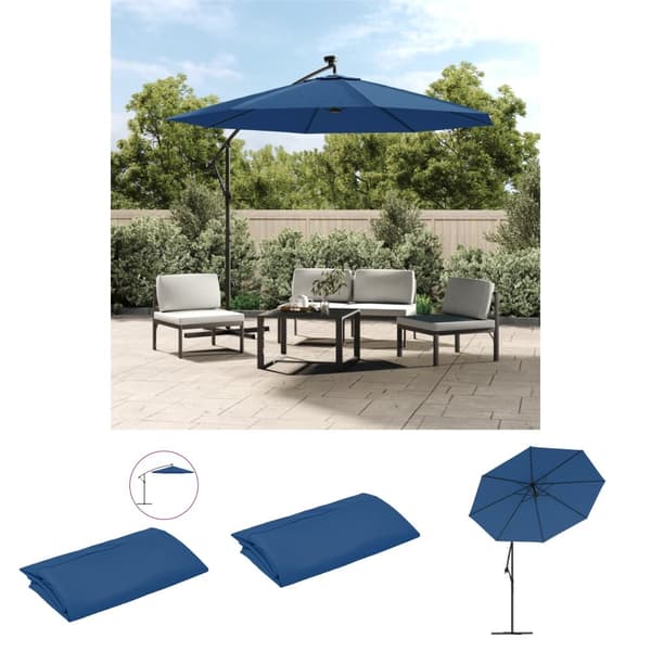 The Living Store parasoldug til hængeparasol 350 cm azurblå - Parasoller & solafskærmning – stof