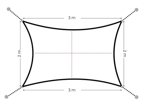 Solsejl - rektangulært - 2x3m - vandtæt polyester