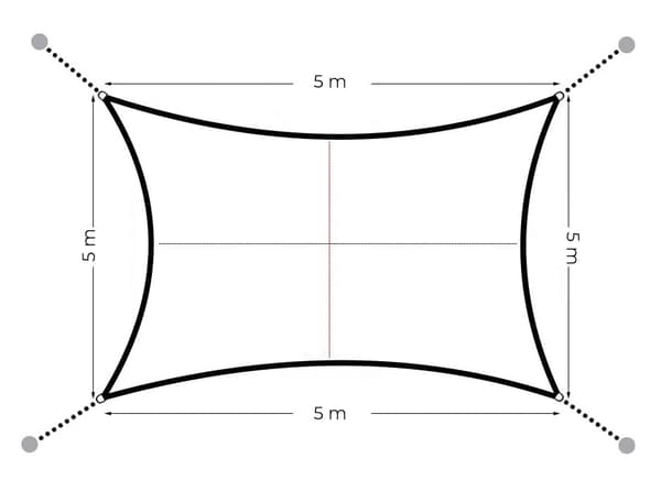 Skuggtält vattentät - 5x5 meter - polyester - UV-skydd