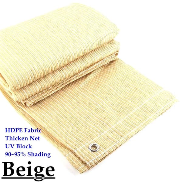 HDPE Aurinkosuojaverkko, 90~95% UV-suojaus, saatavana kahvinruskeana, beigeinä ja harmaana,Beige, 3mx3m