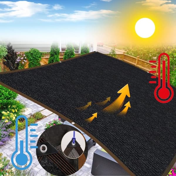 Solsegel / Segelduk Solskyddsnät, HDPE-material, 85-90% UV-skydd, svart