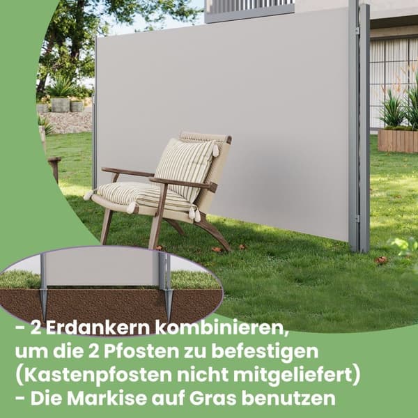 Jordanker, SONGMICS Alu-Side markiser, 11.5x11.5x46 cm, Grå