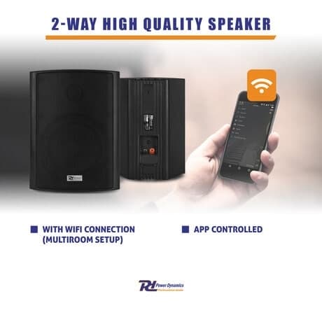 Power Dynamics WS50AB svart WiFi och Bluetooth aktiva högtalarset