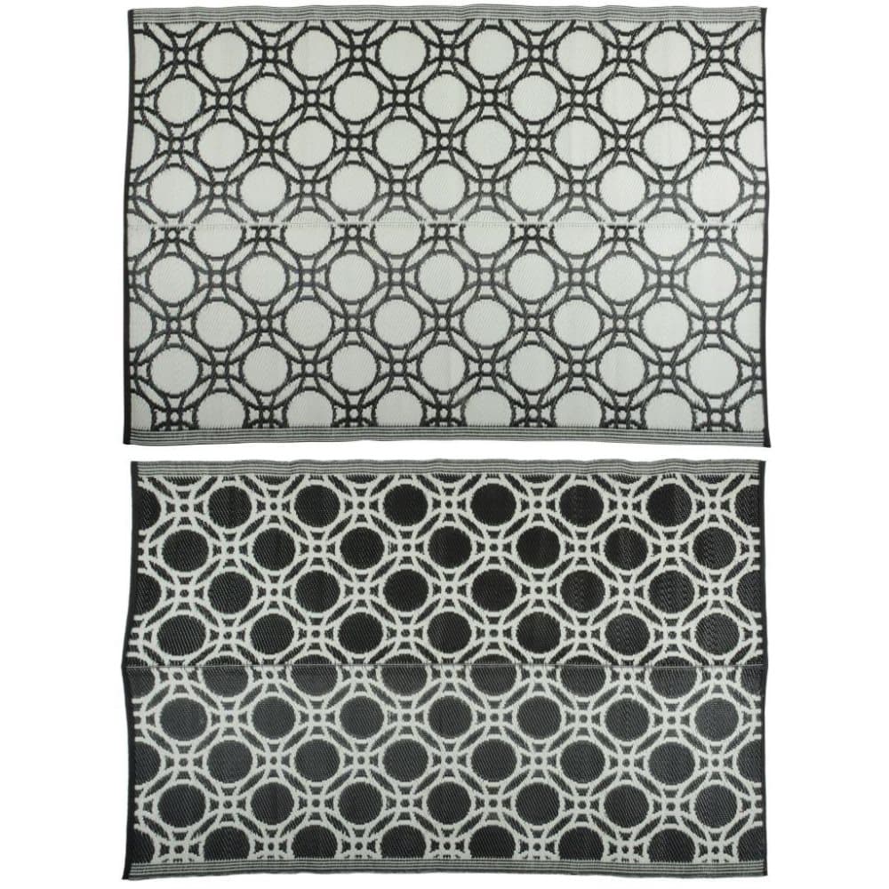 Esschert Design Uteteppe sirkler 174x121 cm svart og hvit OC17