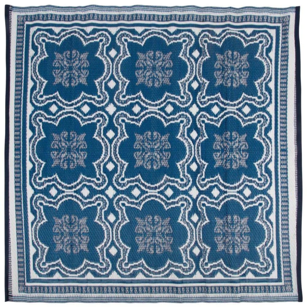 Esschert Design Uteteppe 151,5 cm blå og hvit OC23
