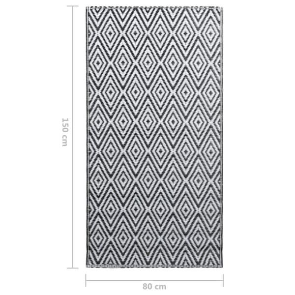 vidaXL Utomhusmatta ARAKIL vit och svart 80x150 cm PP