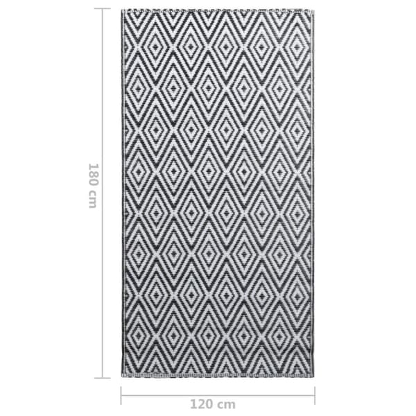 vidaXL Uteteppe ARAKIL hvit og svart 120x180 cm PP