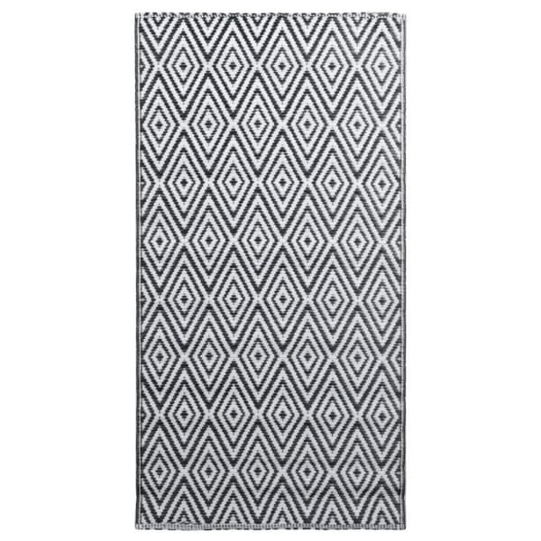 vidaXL Uteteppe ARAKIL hvit og svart 120x180 cm PP