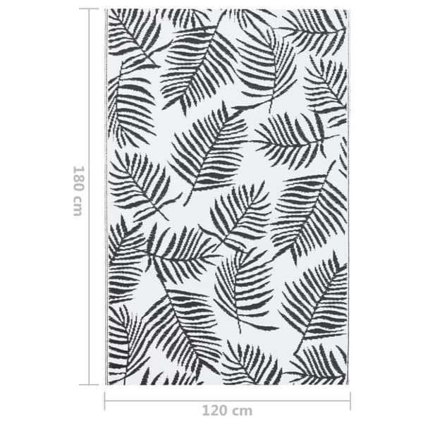 vidaXL Utomhusmatta ARAKIL vit och svart 120x180 cm PP