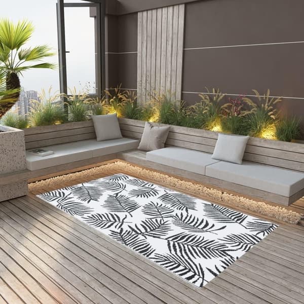 vidaXL Utomhusmatta ARAKIL vit och svart 160x230 cm PP
