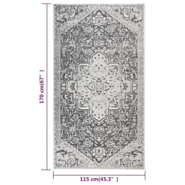 vidaXL Uteteppe flatvevd 115x170 cm lysegrå