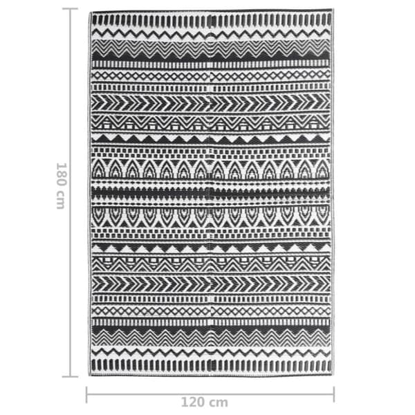 vidaXL udendørs gulvtæppe ARAKIL 120x180 cm PP sort