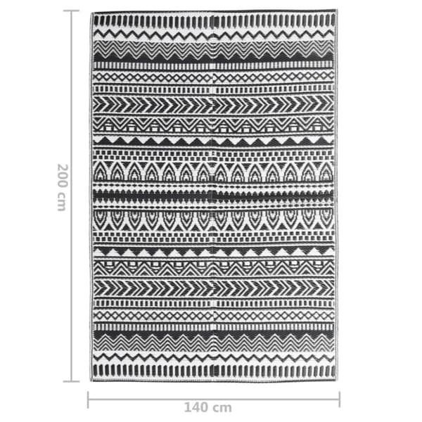vidaXL Uteteppe ARAKIL svart 140x200 cm PP