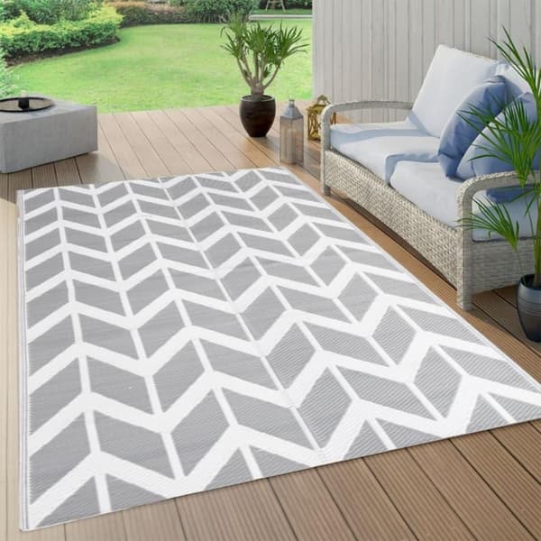 vidaXL udendørs gulvtæppe ARAKIL 120x180 cm PP grå