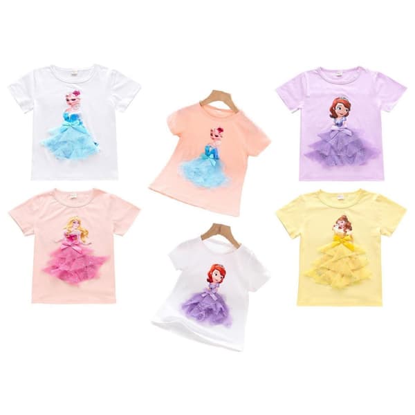 Prinsesse sommer 3D T-shirts & bukser-Elsa-Belle-Rapunzel-Aurora