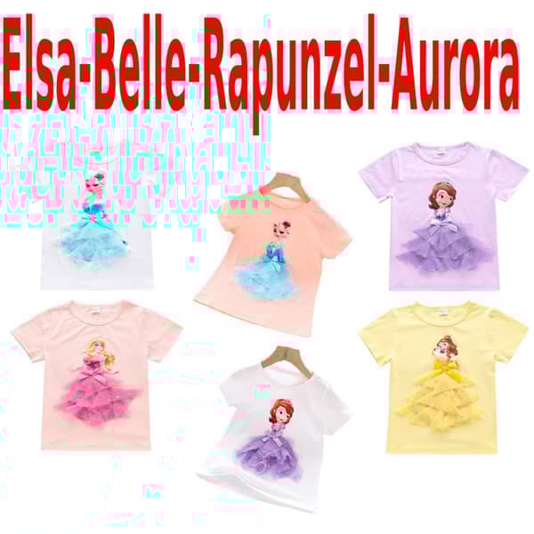 Prinsesse sommer 3D T-shirts & bukser-Elsa-Belle-Rapunzel-Aurora