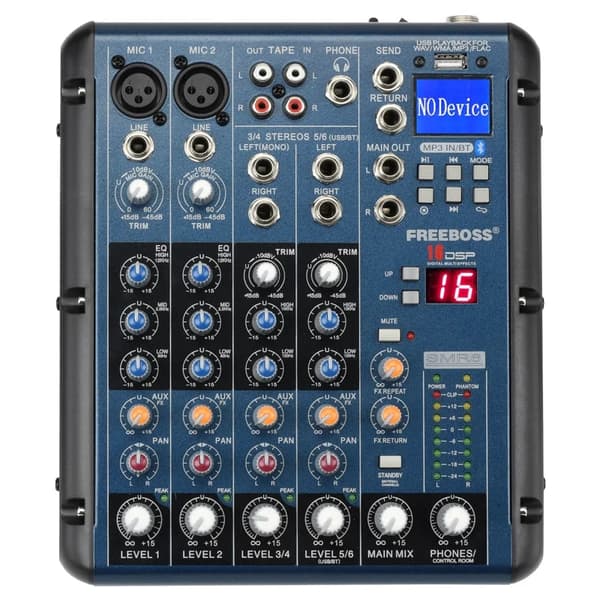 Audio DJ Mixer, 6/8 Kanaler, Bluetooth USB Afspilning