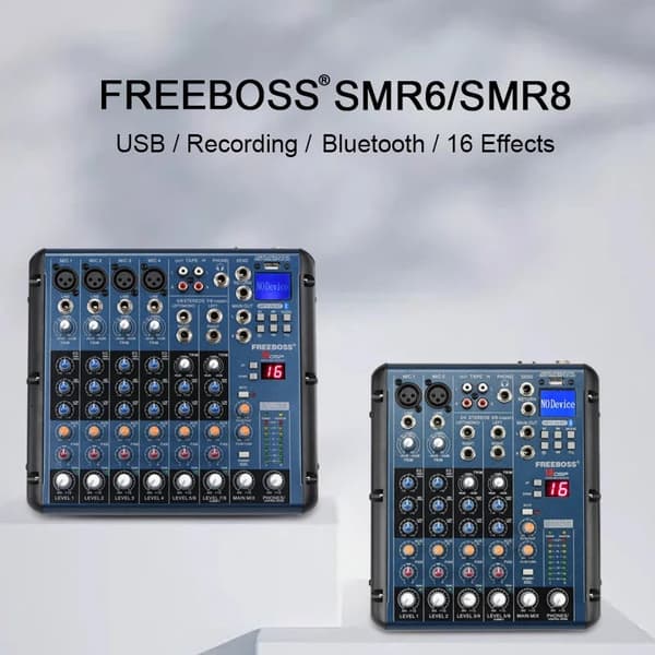 Audio DJ Mixer, 6/8 Kanaler, Bluetooth USB Afspilning