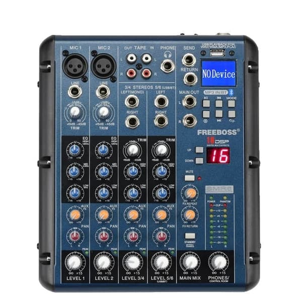 Audio DJ Mixer, 6/8 Kanaler, Bluetooth USB Afspilning