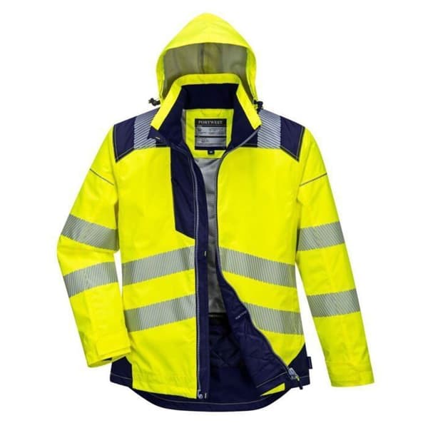 Regnjacka - Portwest - Vision - Gul/Svart - Vattentät - Hög synlighet - 4 fickor