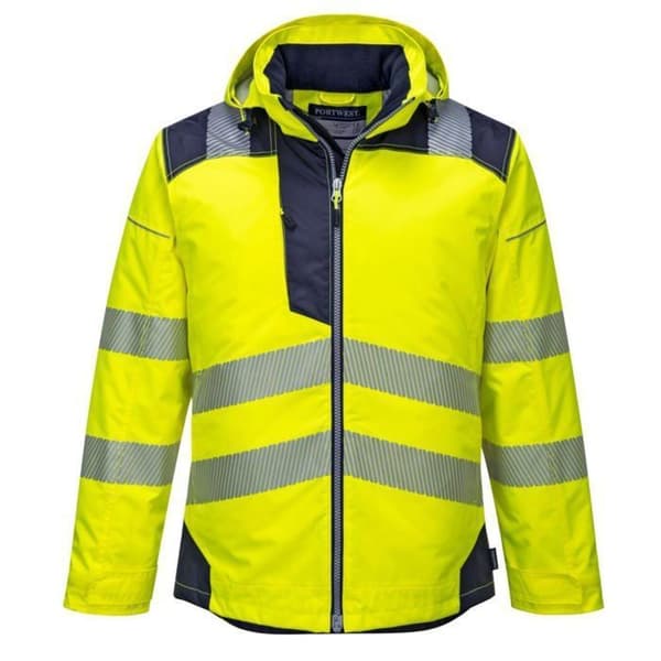 Regnjacka - Portwest - Vision - Gul/Svart - Vattentät - Hög synlighet - 4 fickor