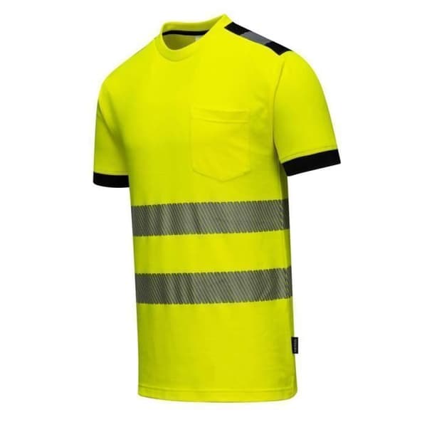 Högsynlig T-shirt - Portwest - Vision - Gul/Svart - UPF 35+ - Reflekterande - Bekväm