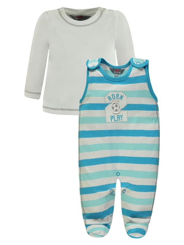 Baby Pojkar Romper och Blus Set Randig Blå Kanz