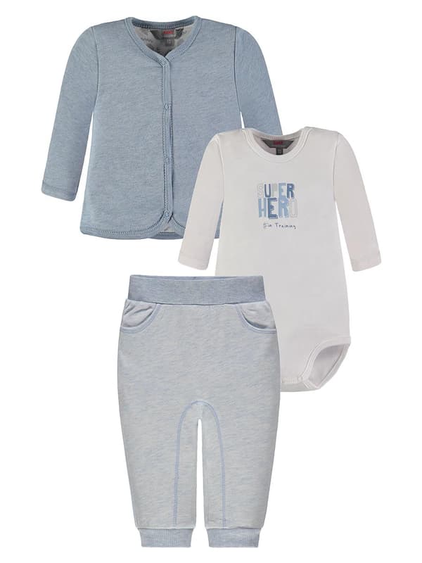 Babyset för pojkar: kaftan, bodysuit och shorts, blå Kanz