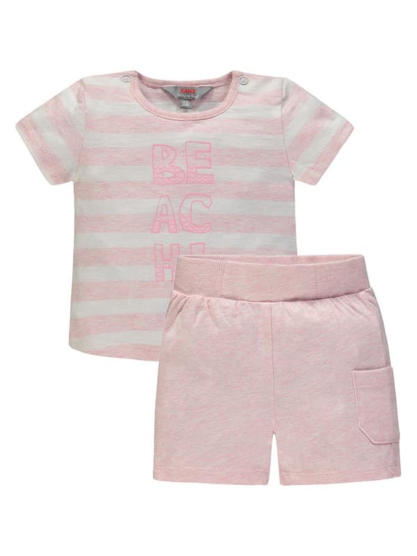 Babyflicka sommarset t-shirt + shorts rosa Kanz