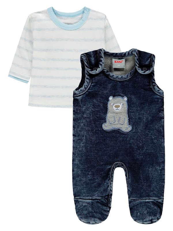 Babyset för pojke, blus + marinblå Kanz-sparkdräkt
