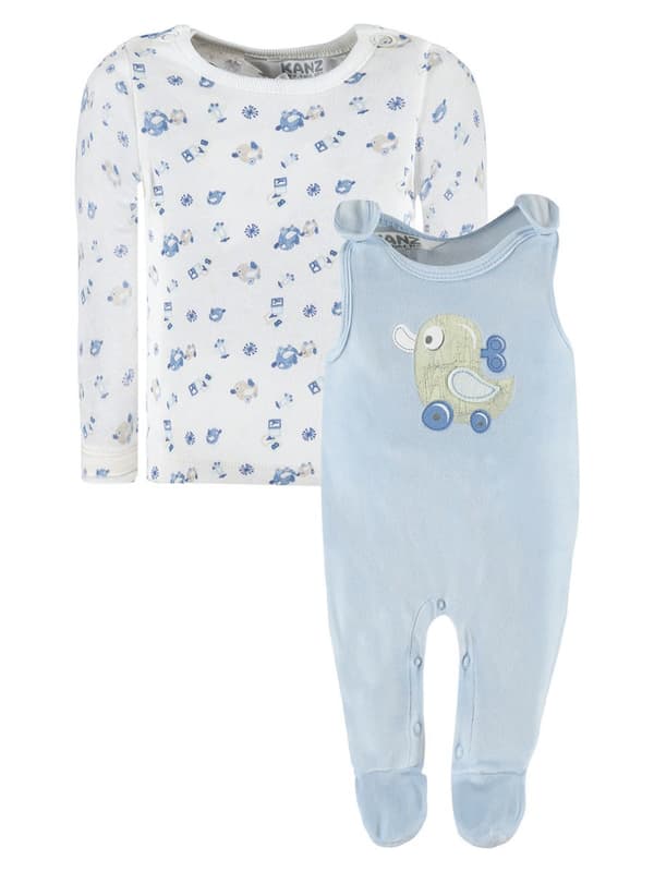 Babysparkdräkt + t-shirtset för pojke blå Kanz