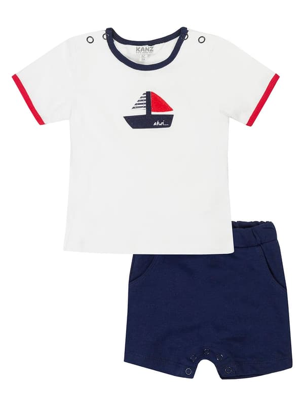 Baby t-shirt och marinblå shorts set Kanz