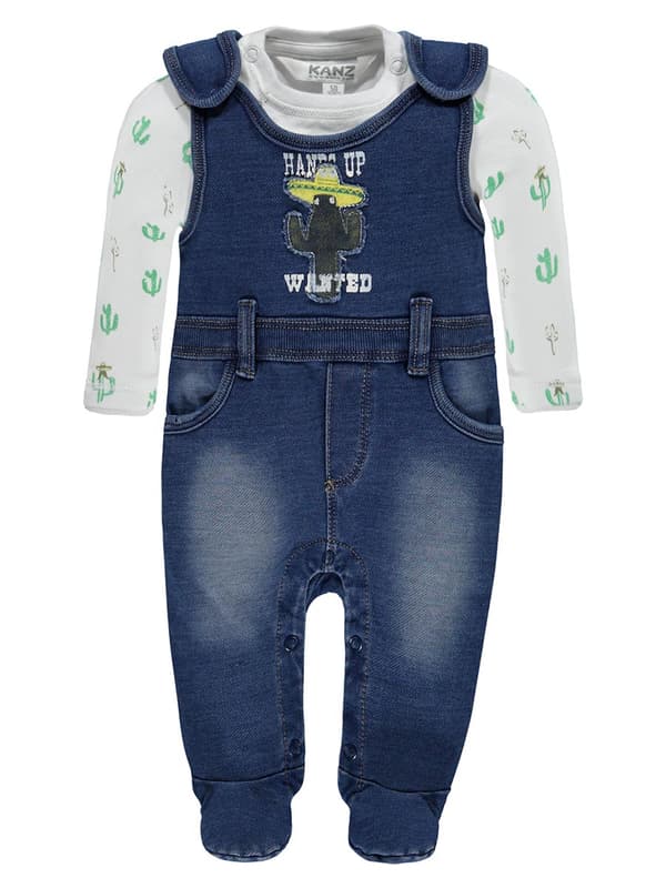 Baby Pojkar Romper + Denim T-shirt Kanz Set