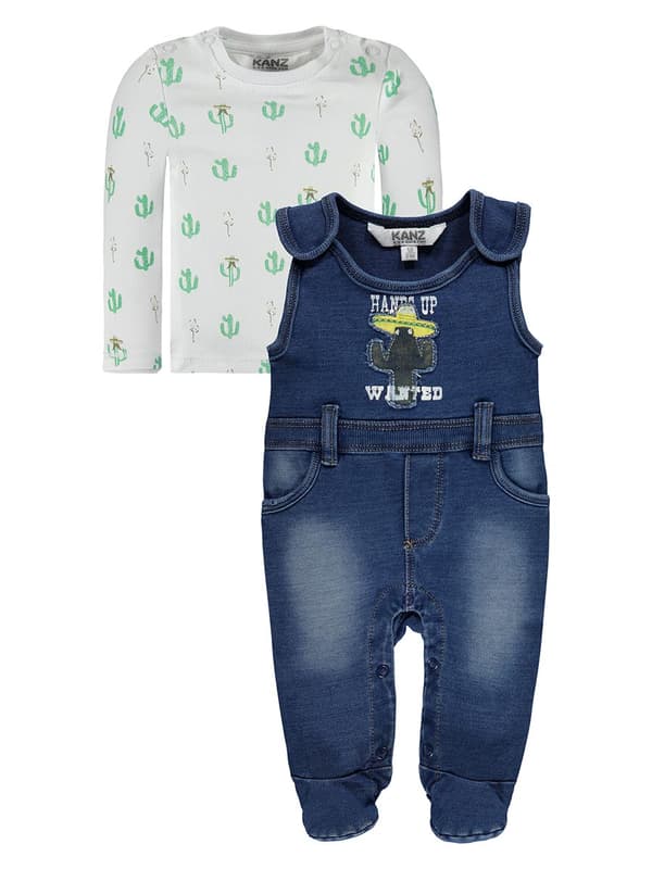 Baby Pojkar Romper + Denim T-shirt Kanz Set