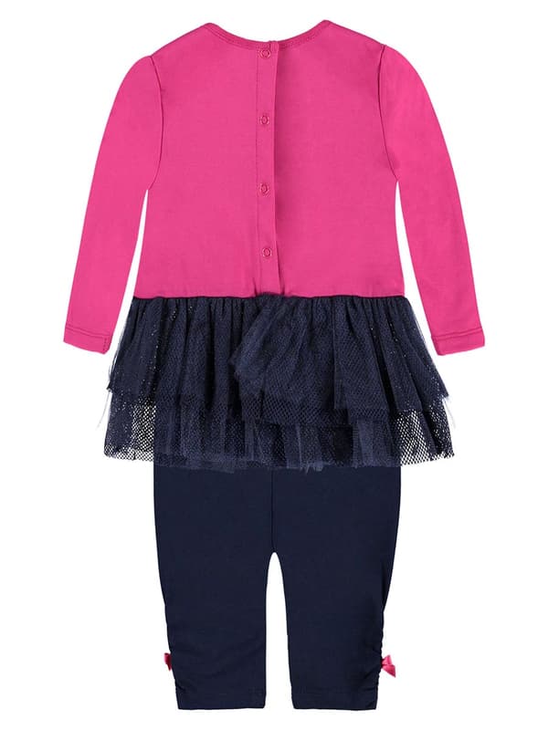 Tyttöjen pinkki setti, mekko ja leggingsit Kanz