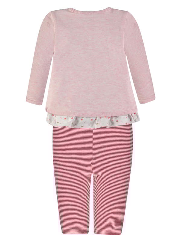 Tjejset, tröja, body och leggings, rosa ränder och hjärtan, Kanz