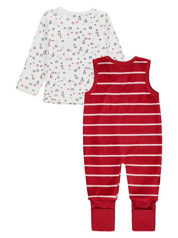 Flickset, långärmad blus, pyjamas, vit och röd, Kanz