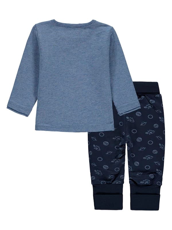 Pojkset, långärmad blus, mjukisbyxor, blå, marinblå