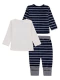 Miniatyrbild 2 av 3: Babyset, långärmad blus, tröja, mjukisbyxor, vit och marinblå