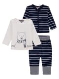Miniatyrbild 1 av 3: Babyset, långärmad blus, tröja, mjukisbyxor, vit och marinblå