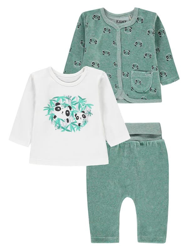 Pojkset: tröja + blus + mjukisbyxor, grön, Kanz