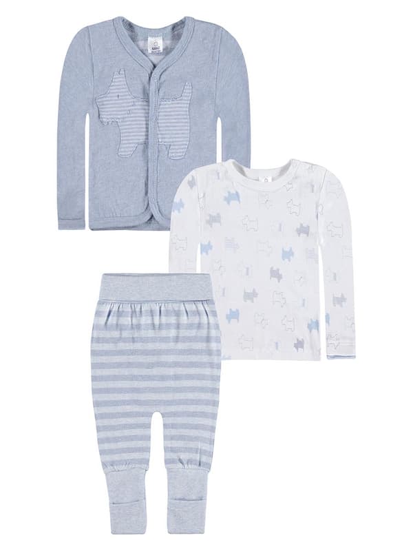 Babyset i 3 delar: blus, tröja och byxor, blå Kanz