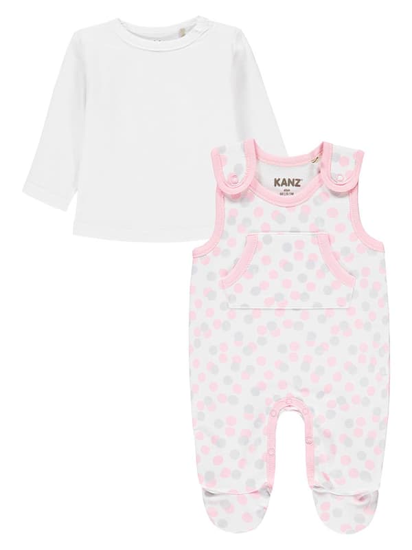Rosa och vitt babyset, blus + Kanz pyjamas