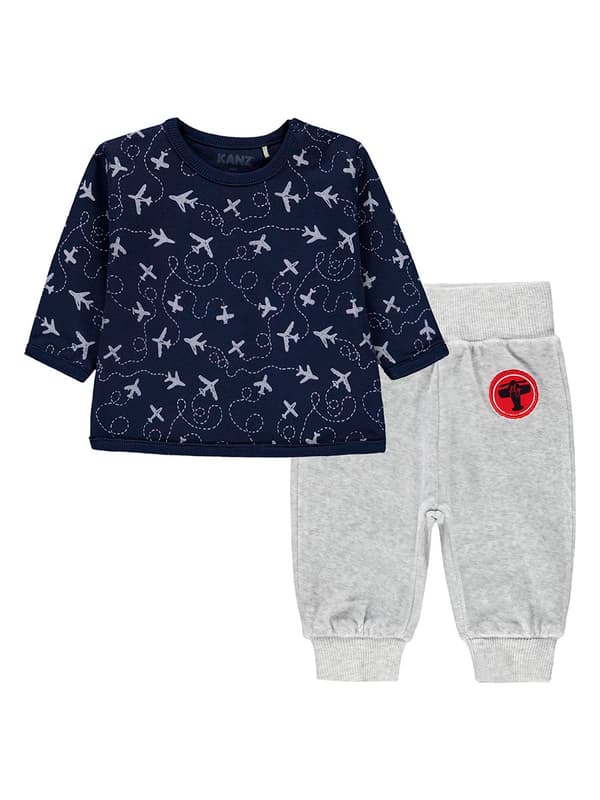 Babyset pojke tröja + mjukisbyxor marinblå Kanz