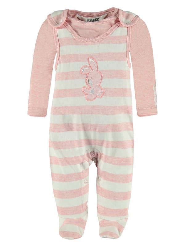 Set med bomullssparkdräkt och kaninblus, rosa Kanz