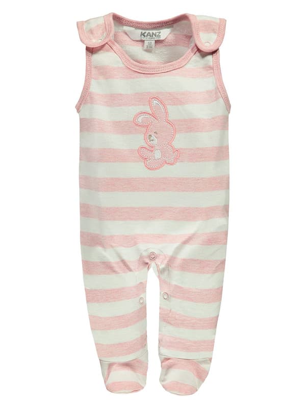 Set med bomullssparkdräkt och kaninblus, rosa Kanz