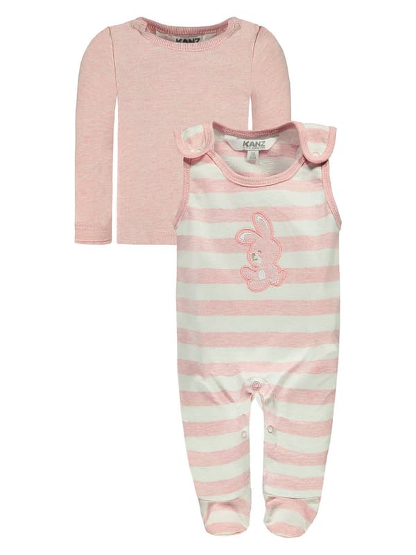 Set med bomullssparkdräkt och kaninblus, rosa Kanz