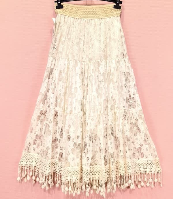 Agélii Fashion - Lång boho spetskjol - one size 38-42